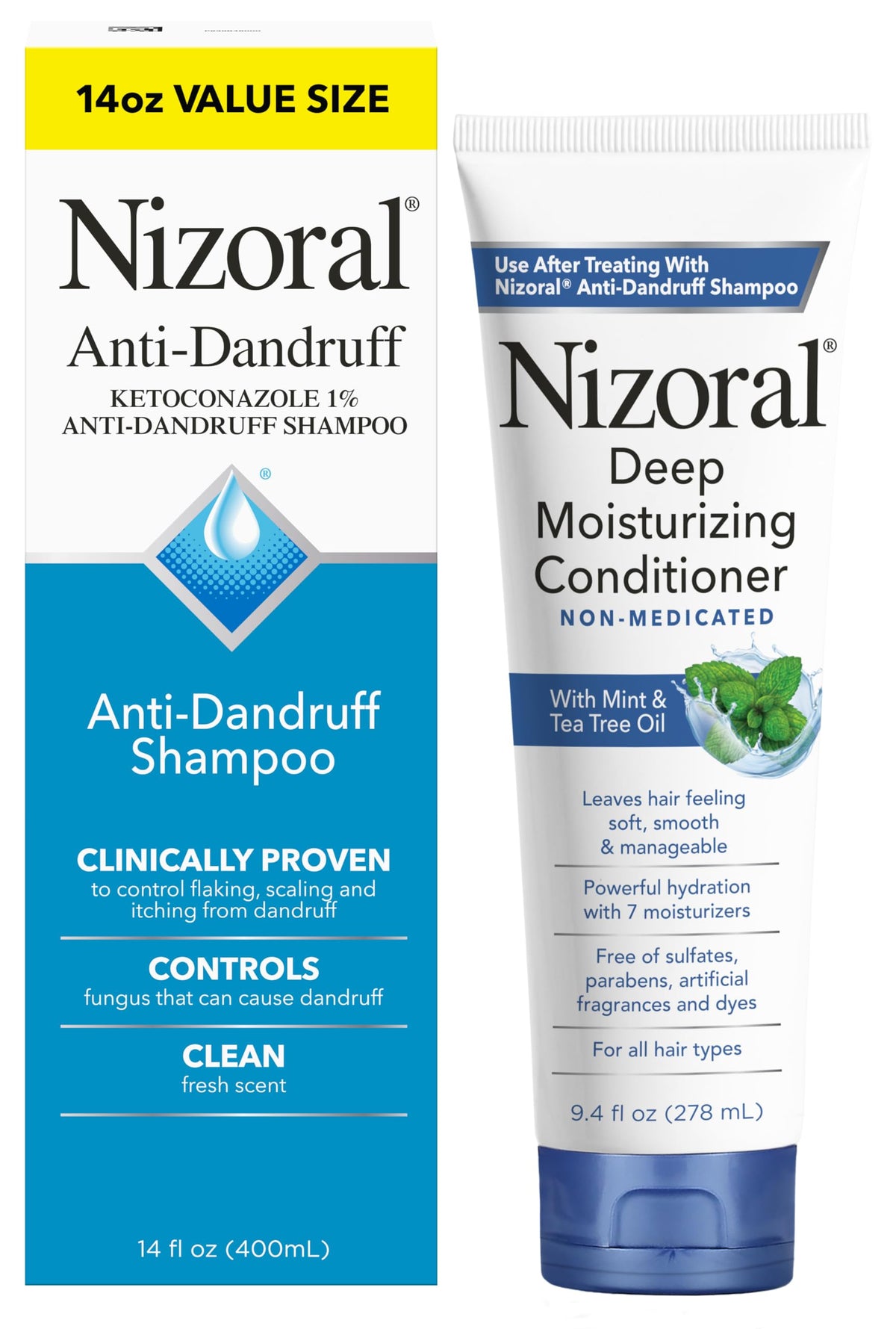 Nizoral Shampoo 14 oz front view with fresh scent