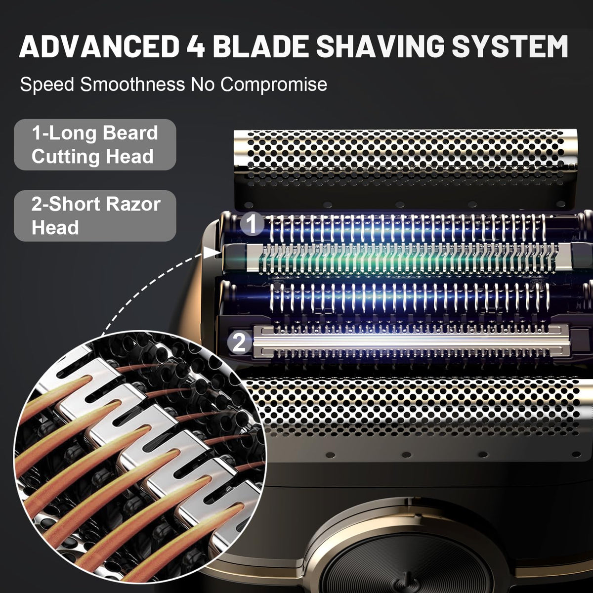 NKTMXY Electric Foil Shaver in a travel bag next to USB-C charger
