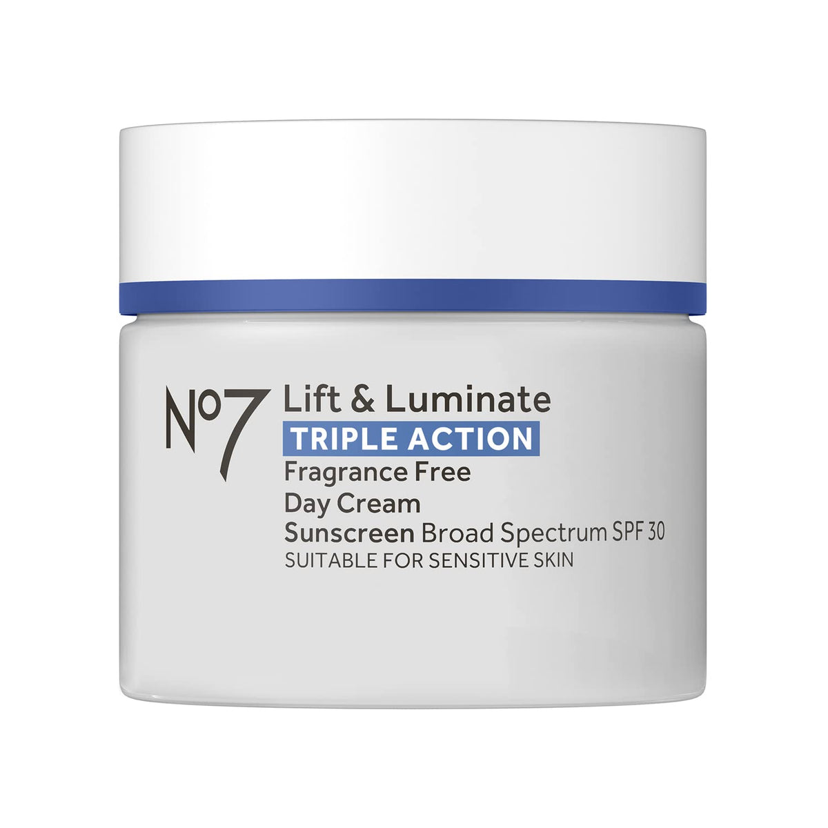 No.7 Lift & Luminate Face Cream front view with SPF 30