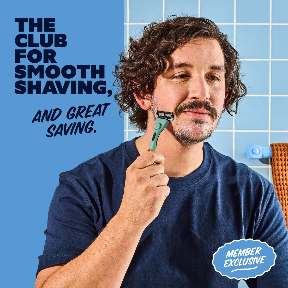 No-slip handle of Dollar Shave Club razor with diamond grip