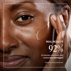 No7 Future Renew Damage Reversal Face Serum application on model's face