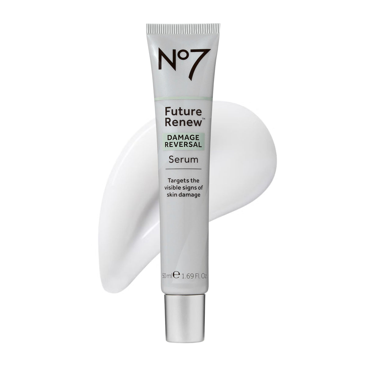 No7 Future Renew Damage Reversal Face Serum front view with packaging