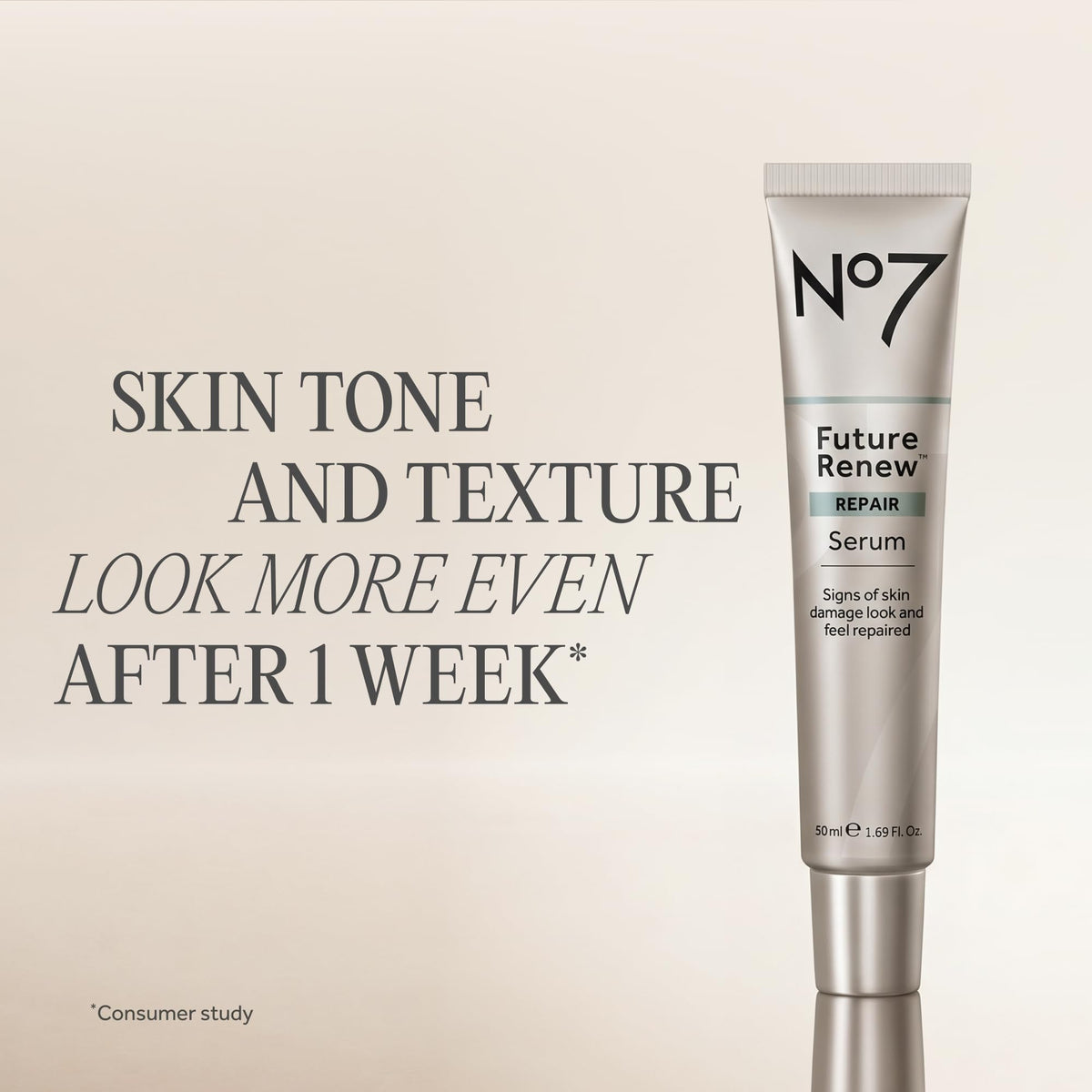 No7 Future Renew Damage Reversal Face Serum texture on skin