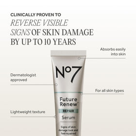 No7 Future Renew Damage Reversal Face Serum with a clean background