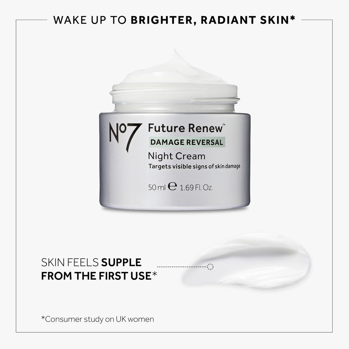 No7 Future Renew Damage Reversal Skincare Set displayed on a bathroom counter