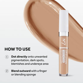 No7 Lift & Luminate Concealer Light Medium with makeup brush