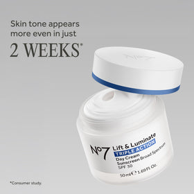 No7 Lift & Luminate Day Cream side view showing packaging details