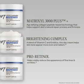 No7 Lift & Luminate Day Cream texture on a fingertip