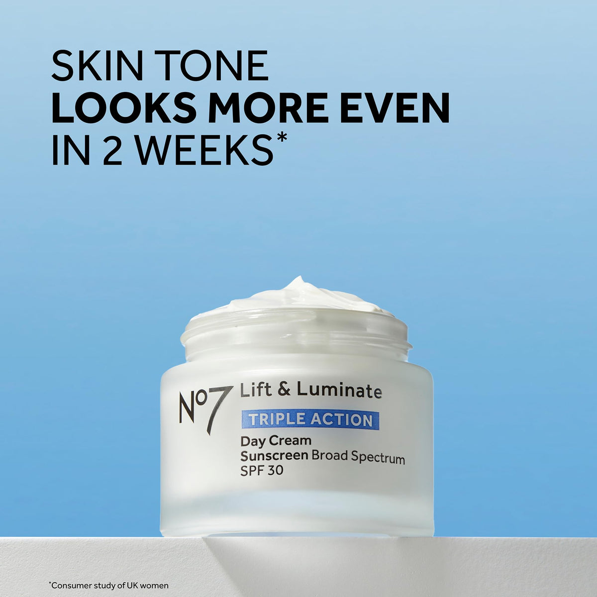 No7 Lift & Luminate Face Cream side view showing packaging details