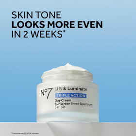 No7 Lift & Luminate Face Cream side view showing packaging details