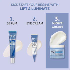 No7 Lift & Luminate Night Cream application on skin