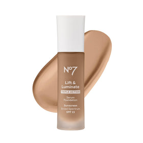 No7 Lift & Luminate Serum Foundation Deep Beige front view