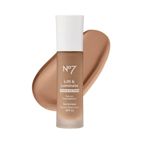 No7 Lift & Luminate Serum Foundation Tawny front view