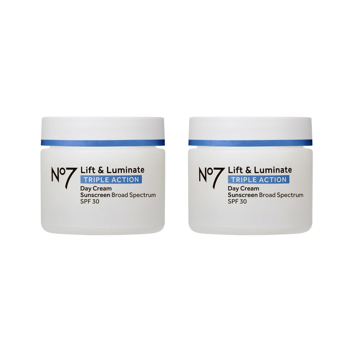 No7 Lift & Luminate Triple Action Face Cream front view with SPF 30