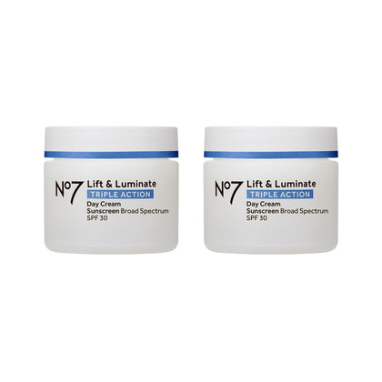 No7 Lift & Luminate Triple Action Face Cream front view with SPF 30
