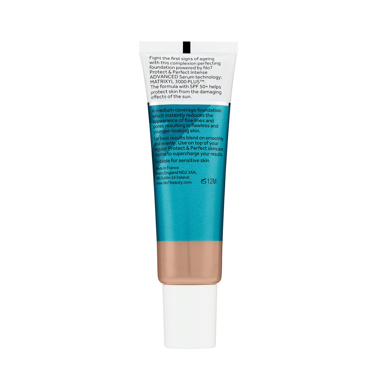 No7 Protect & Perfect Advanced Foundation Cool Beige with makeup tools