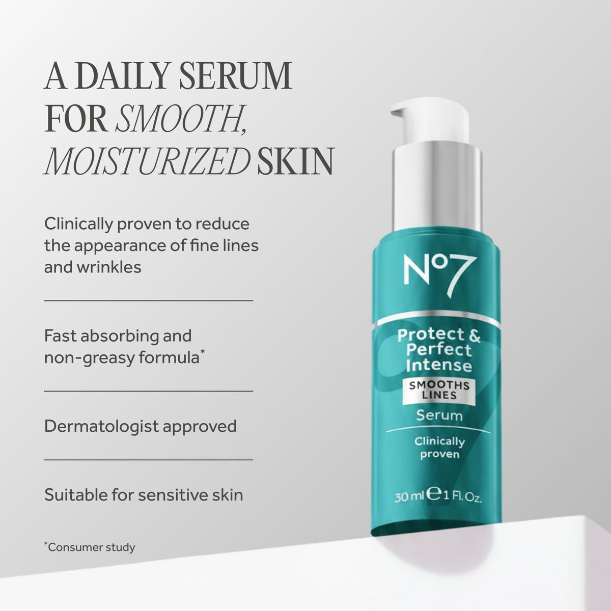 No7 Protect & Perfect Intense Advanced Face Serum packaging