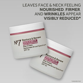 No7 Restore & Renew cream showing texture on a fingertip