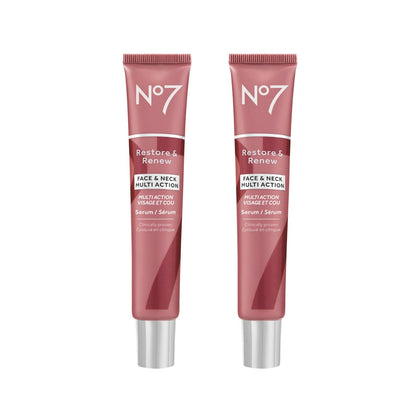 No7 Restore & Renew Face & Neck Serum 2 Pack front view