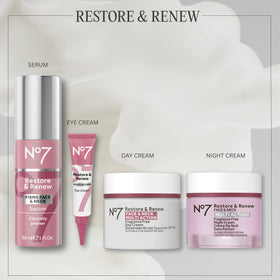 No7 Restore & Renew Multi Action Face & Neck Cream SPF 30 application on skin