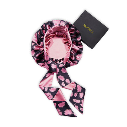 Nochka Fashion 100% Mulberry Silk Bonnet front view in vintage pink