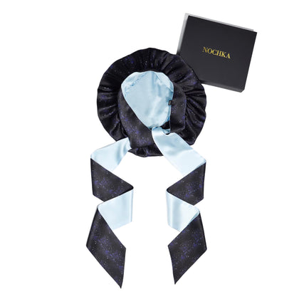 Nochka Fashion 100% Mulberry Silk Bonnet in Midnight colour front view