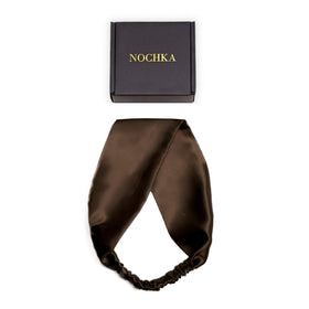 Nochka Fashion 100% Mulberry Silk Headband front view in dark brown