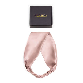 Nochka Fashion 100% Pure Mulberry Silk Headband in Blush front view