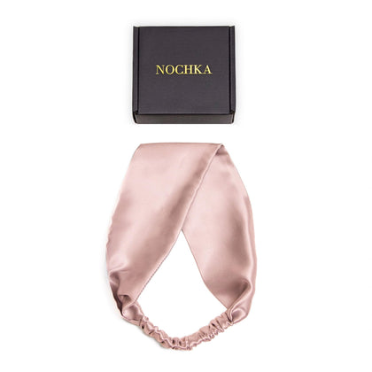 Nochka Fashion 100% Pure Mulberry Silk Headband in Blush front view
