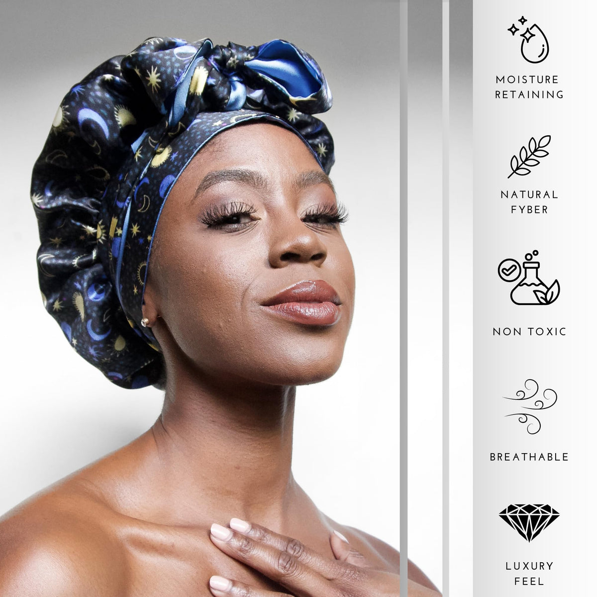 Nochka Fashion Mulberry Silk Bonnet displayed with packaging