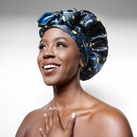 Nochka Fashion Mulberry Silk Bonnet with dimensions for reference