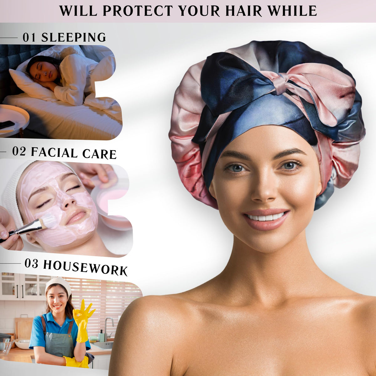 Nochka Fashion silk bonnet showing adjustable tie band detail