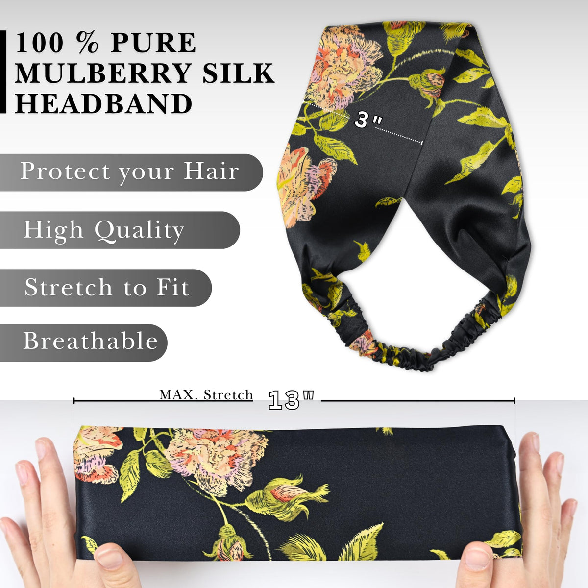 Nochka Fashion Silk Headband displayed with casual outfit