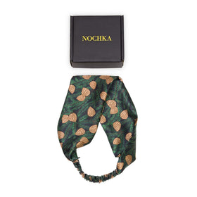 Nochka Fashion Silk Headband front view in Trees design