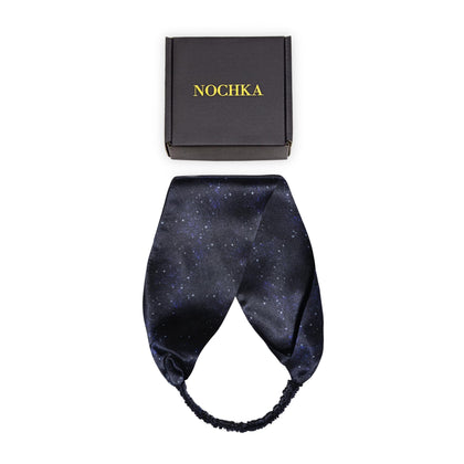 Nochka Fashion Silk Headband Midnight front view