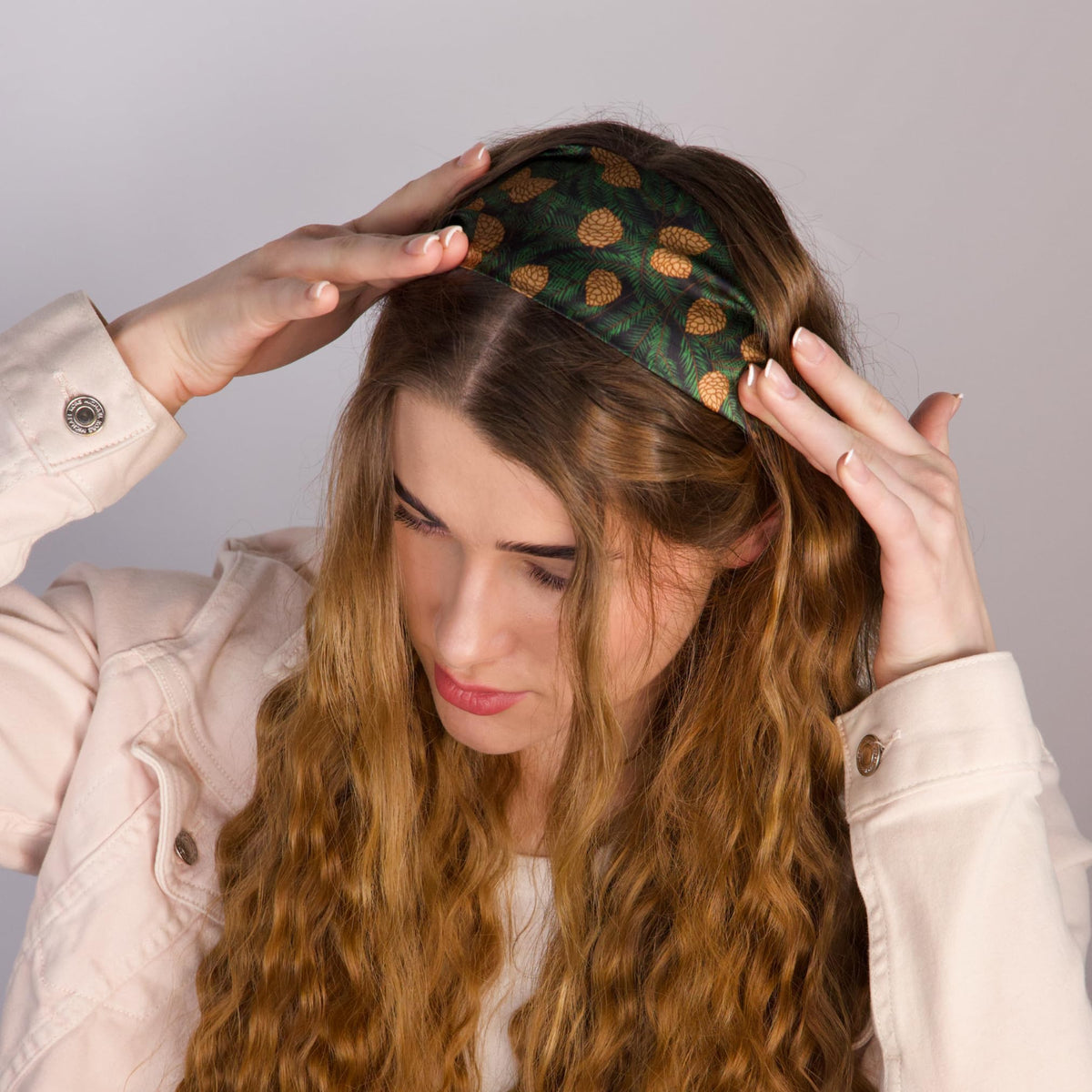Nochka Fashion Silk Headband styled with casual outfit