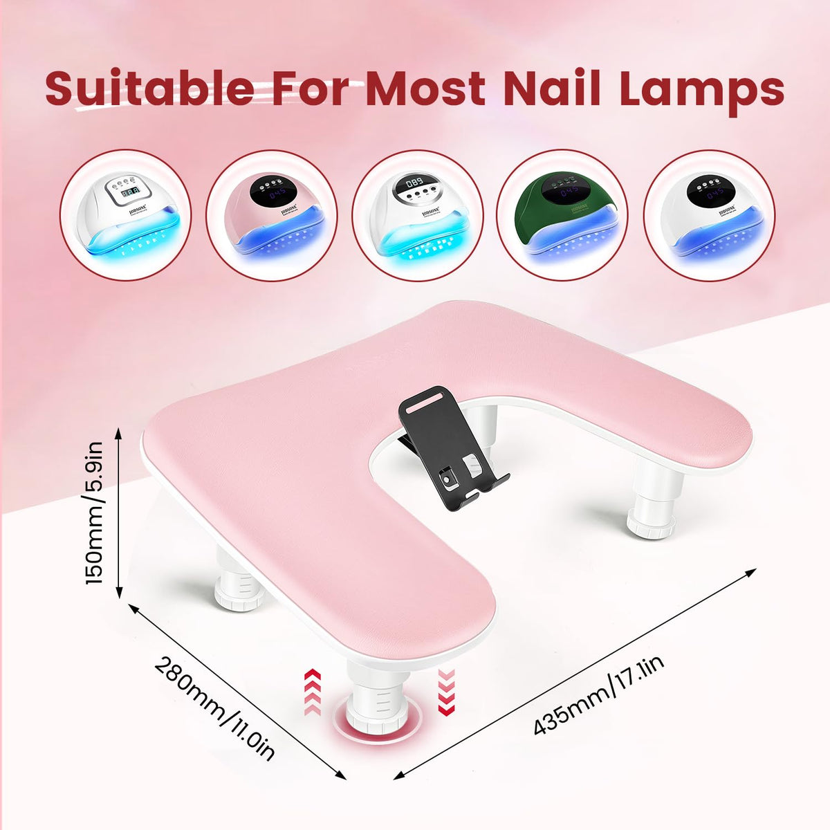 Non-slip base of JODSONE Pink Manicure Hand Rest
