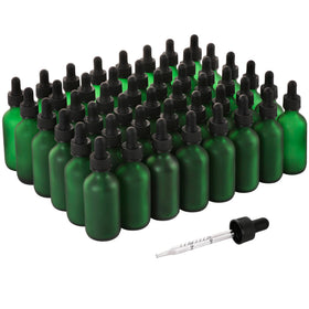 NOOEEISS 2oz Glass Dropper Bottle front view with green frosted finish