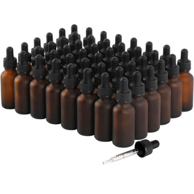 NOOEEISS 48 pack amber glass dropper bottles front view