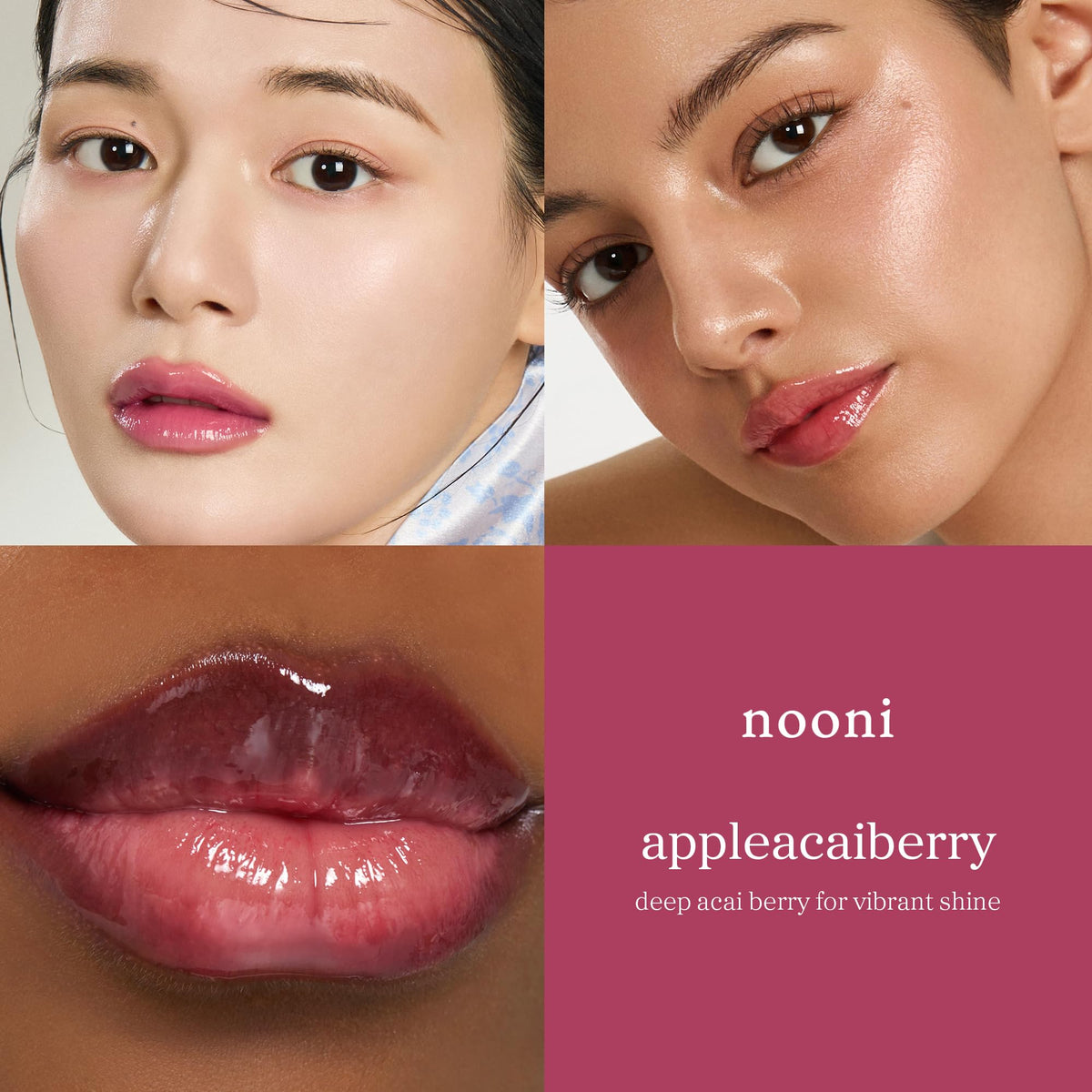 NOONI Korean Lip Oil Appleacaiberry in travel bag