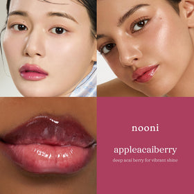 NOONI Korean Lip Oil Appleacaiberry in travel bag