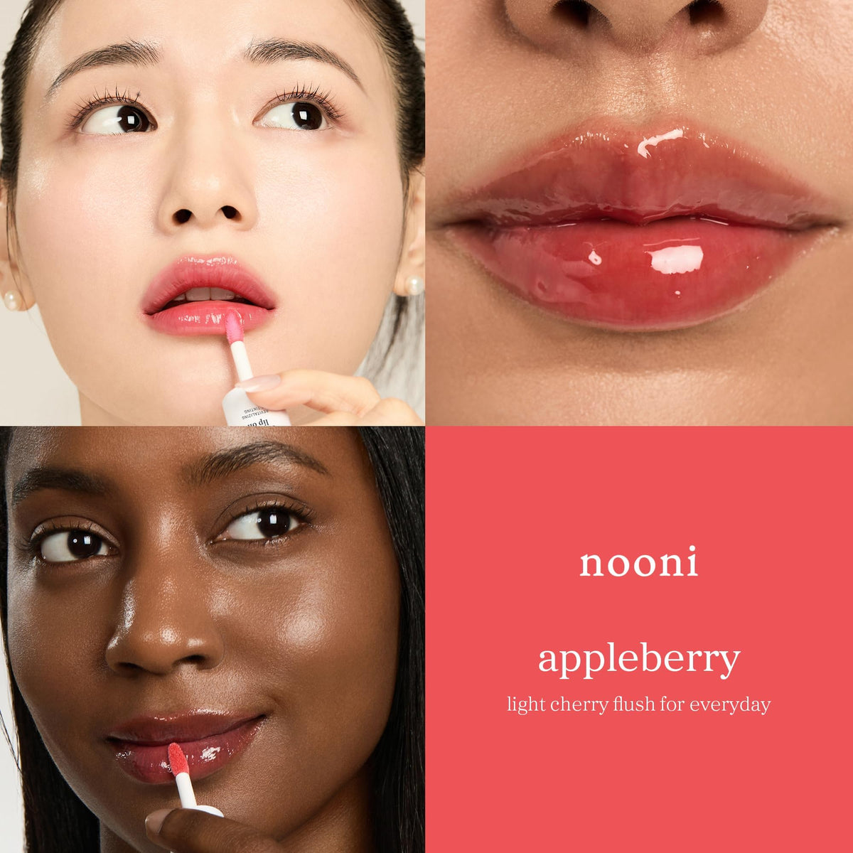NOONI Korean Lip Oil Appleberry applicator close-up