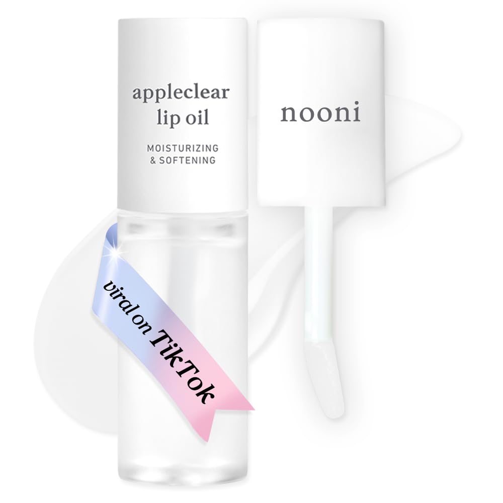 NOONI Korean Lip Oil Appleclear front view with clear gloss