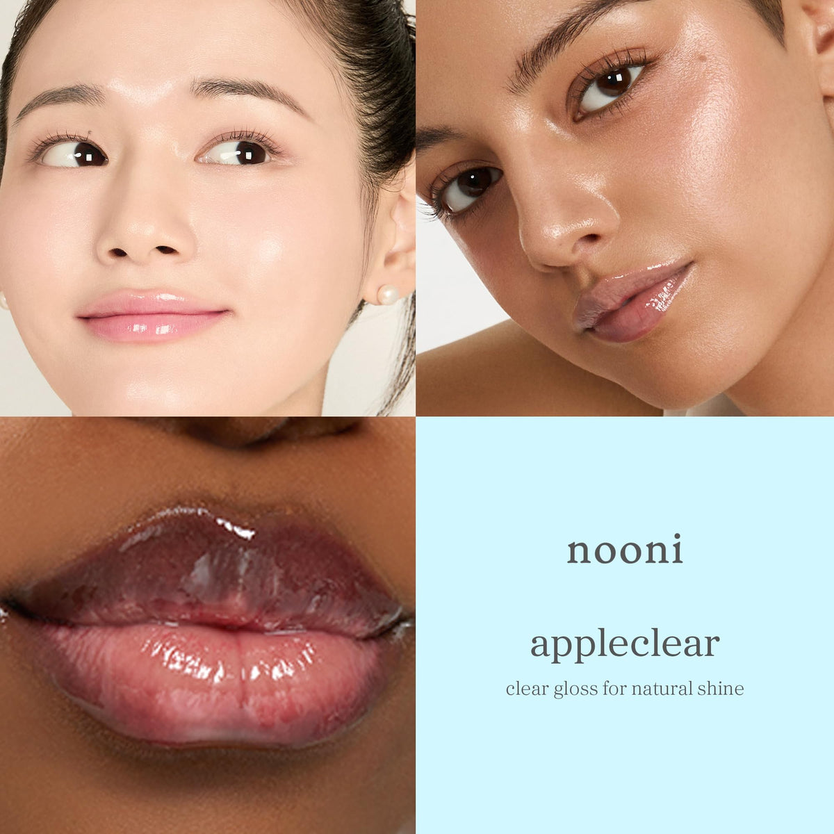 NOONI Korean Lip Oil Appleclear on a wooden table