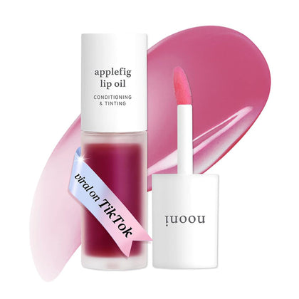 NOONI Korean Lip Oil Applefig front view with clear packaging