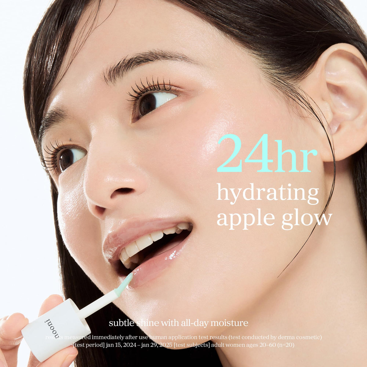 NOONI Korean Lip Oil Applemint with apple and raspberry ingredients