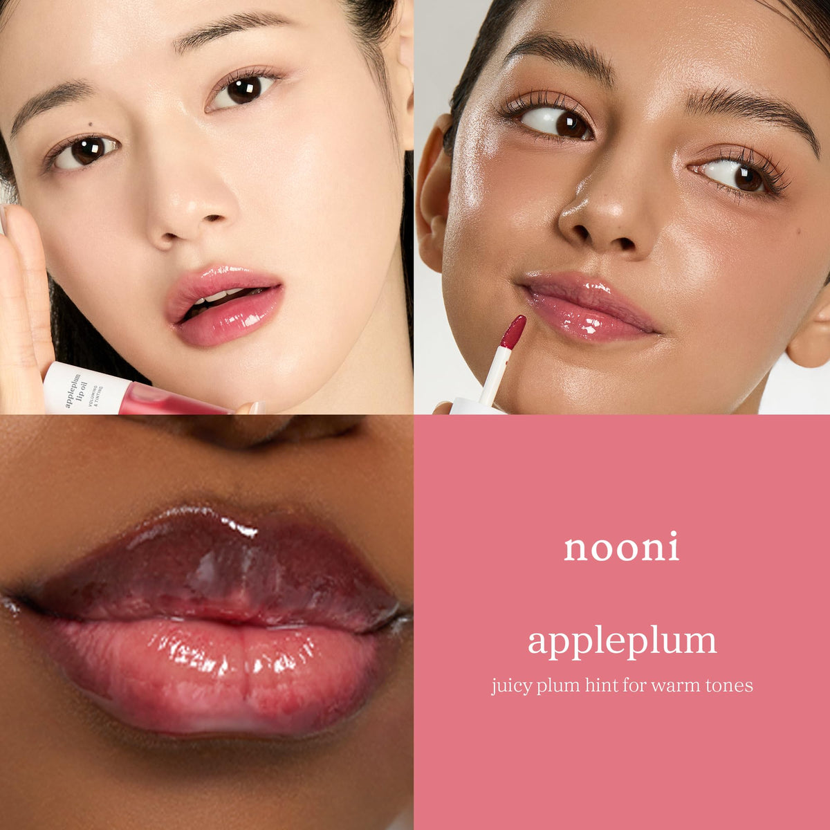 NOONI Korean Lip Oil Appleplum on lips showing natural tint