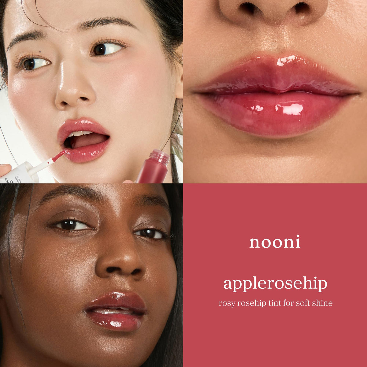 NOONI Korean Lip Oil Applerosehip in a travel bag