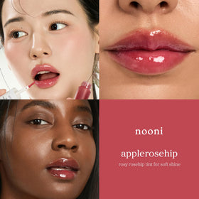 NOONI Korean Lip Oil Applerosehip in a travel bag