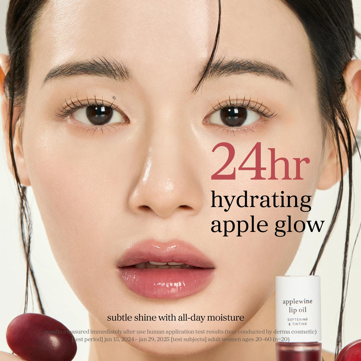 NOONI Korean Lip Oil Applewine texture on hand